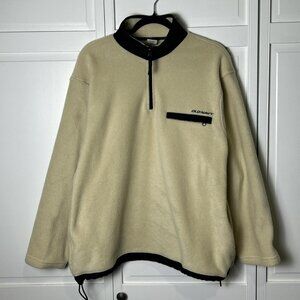 Vintage/2000s Old Navy Cream and Navy Quarter Zip Fleece Jacket
